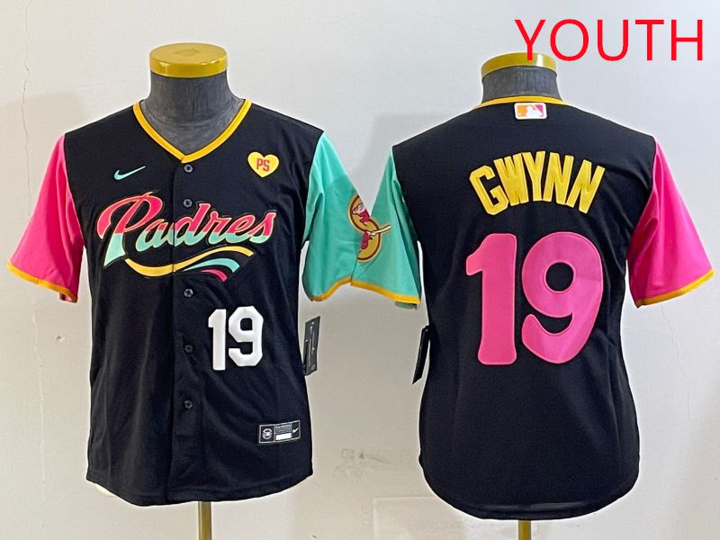 Youth San Diego Padres #19 Gwynn Black City Edition Game 2025 Nike MLB Jersey style 11->youth mlb jersey->Youth Jersey